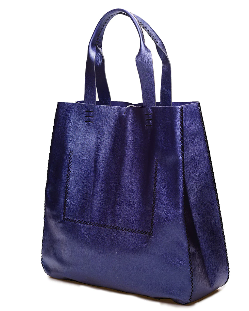 Ipanema bag | metallic blue up cycled leather